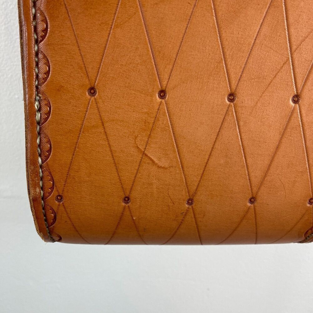 Vintage Genuine Leather Hand Tooled Brown Leather Western Boho Shoulder Purse - Picture 6 of 12